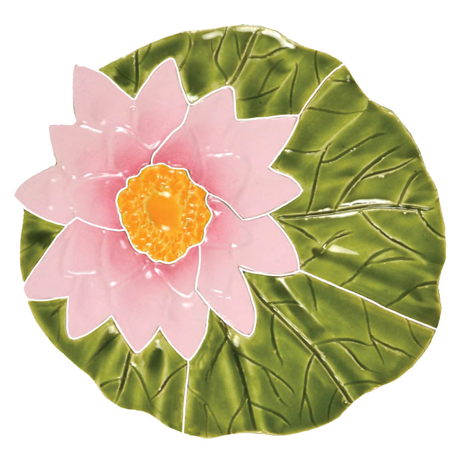 Lily Pad with Flower Porcelain Pool Mosaic