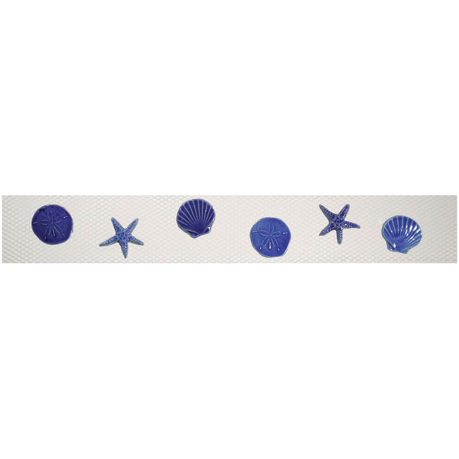 Porcelain Pool Step Markers 3"x24" – Shells (Blue)
