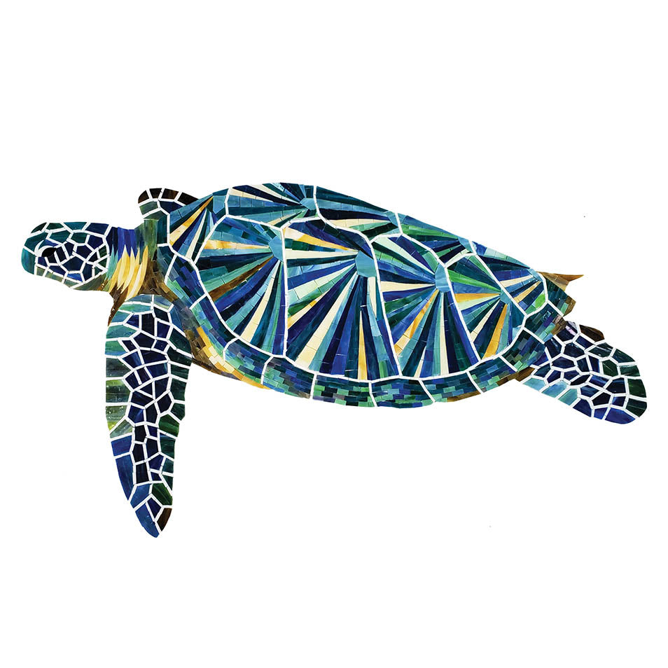 Sea Turtle Glass Pool Mosaic – 21" x 36"
