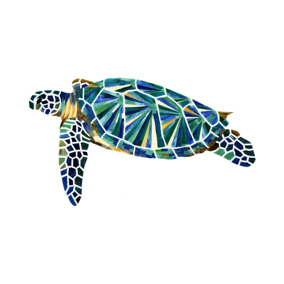 Sea Turtle Glass Pool Mosaic – 14" x 24"