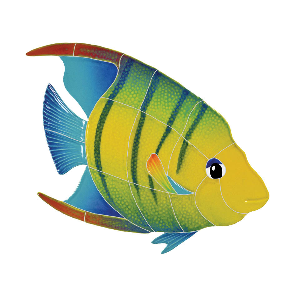 Banded Angelfish Porcelain Pool Mosaic – Right / 9" x 10"