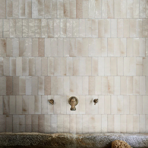 Aquatica Beige 3x8 glossy porcelain subway pool tile