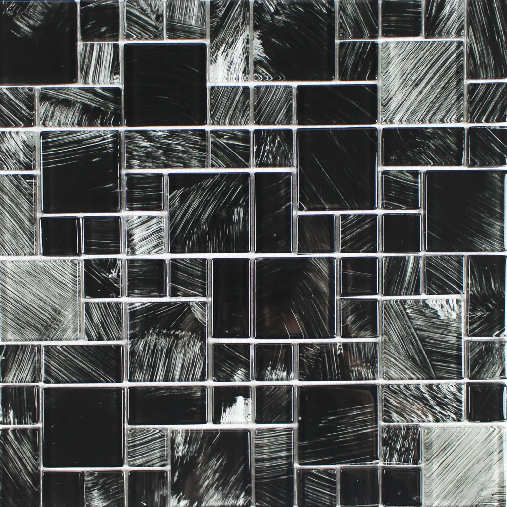 Aquatica Black Random glass mosaic tile, Watercolors Collection