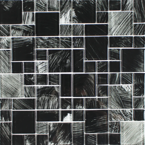 Aquatica Black Random glass mosaic tile, Watercolors Collection
