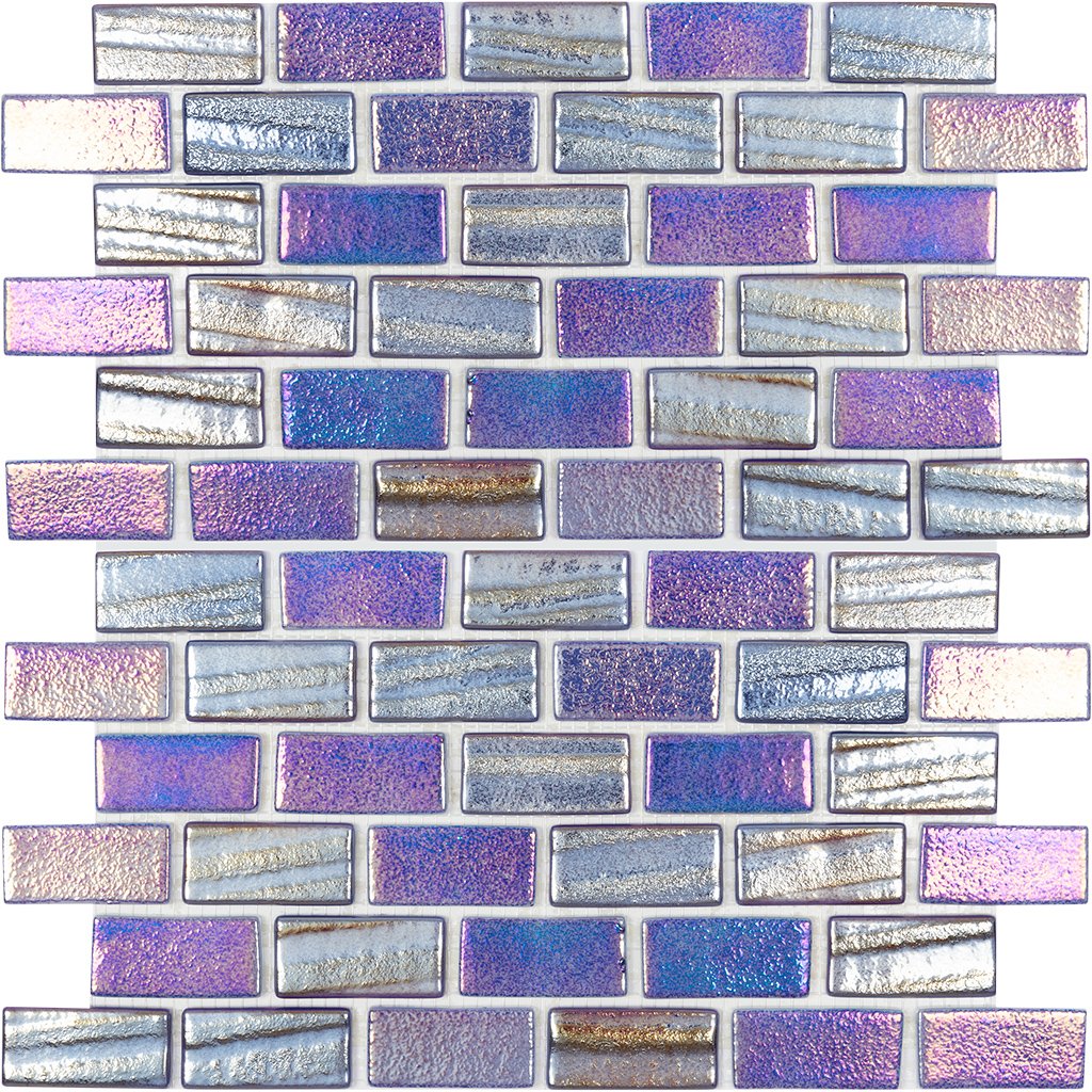 Aquatica Blue 1x2 glass mosaic tile, Illusions Collection