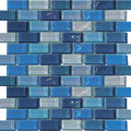 Aquatica Blue Bazaar iridescent glass mosaic tile 1x2, Lux Aqua Collection