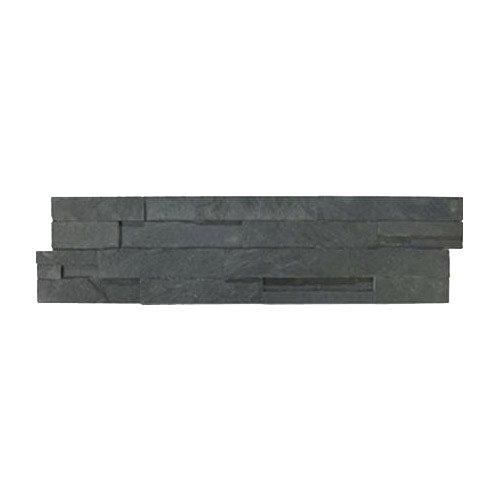 Aquatica Carbon natural stone ledger panel wall tile, near-black split-face