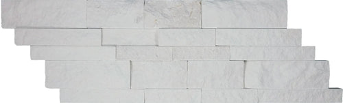 Aquatica Freska natural stone ledger panel mosaic sheet, milky white limestone