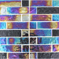 Aquatica Galaxy mixed linear iridescent glass pool tile, Stardust Collection