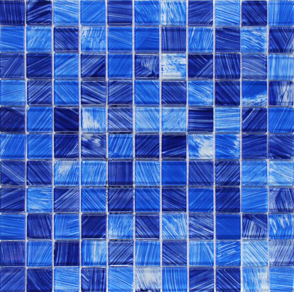 Aquatica Mix Blue 1x1 glass mosaic tile, Watercolors Collection