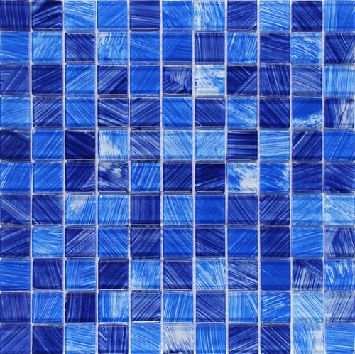 Aquatica Mix Blue 1x1 glass mosaic tile, Watercolors Collection