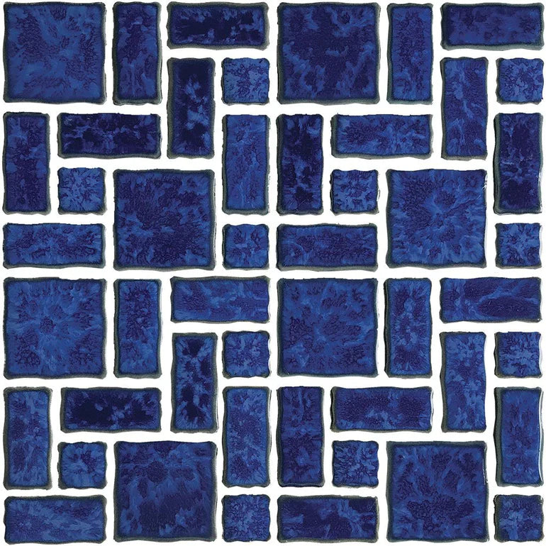 Aquatica Pacific Blue random pattern porcelain mosaic tile, Reflection Collection