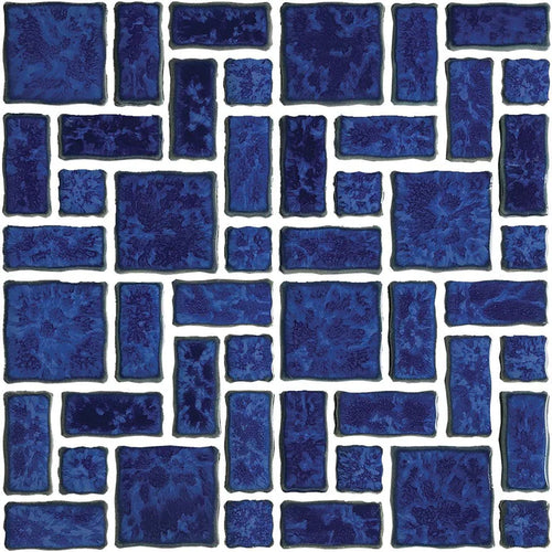 Aquatica Pacific Blue random pattern porcelain mosaic tile, Reflection Collection