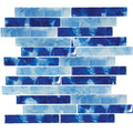 Aquatica Pool Blend 1x6 glass mosaic tile, Flower Glass Collection