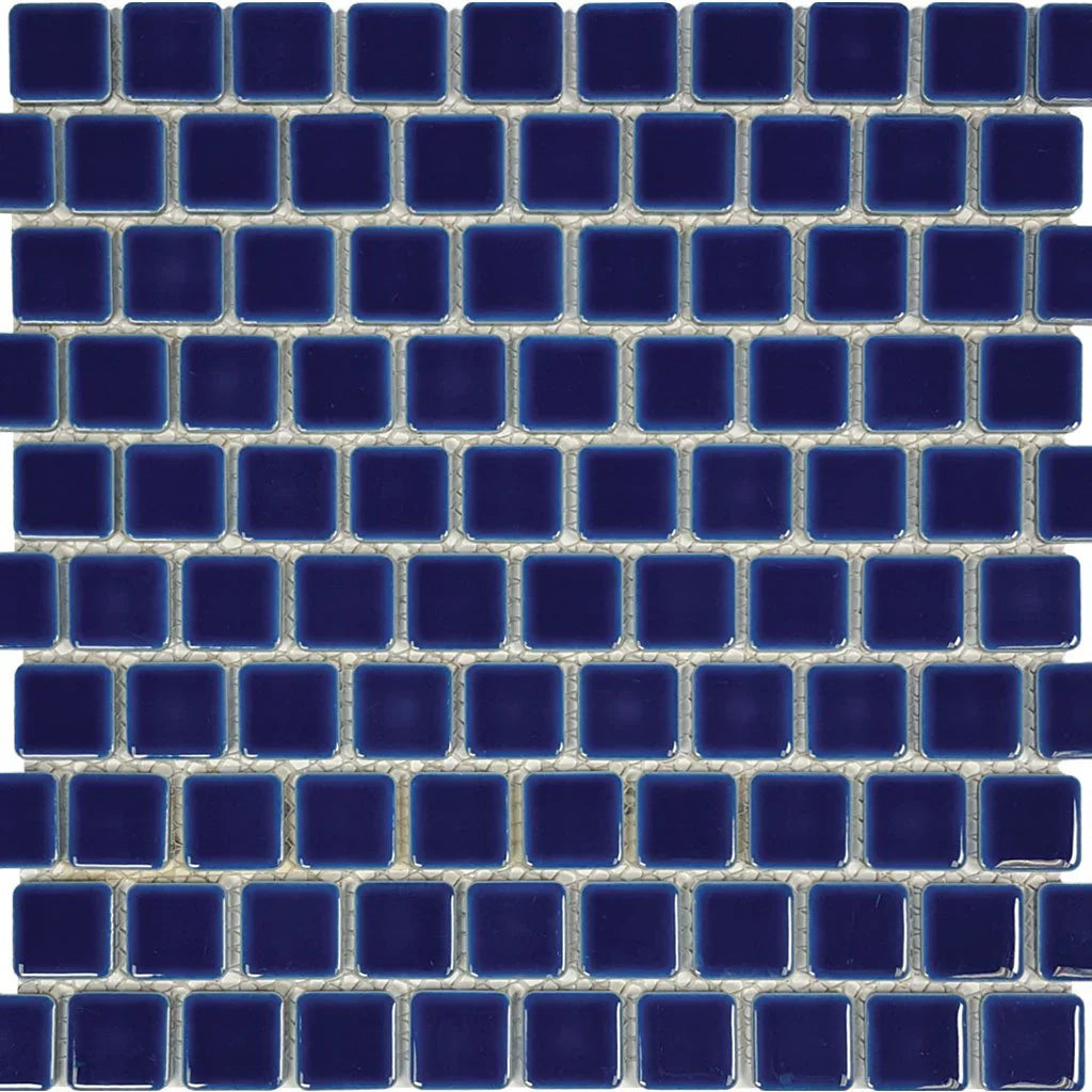 Aquatica Royal Blue 1x1 porcelain mosaic pool tile, Harmony Collection