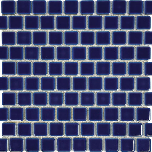 Aquatica Royal Blue 1x1 porcelain mosaic pool tile, Harmony Collection