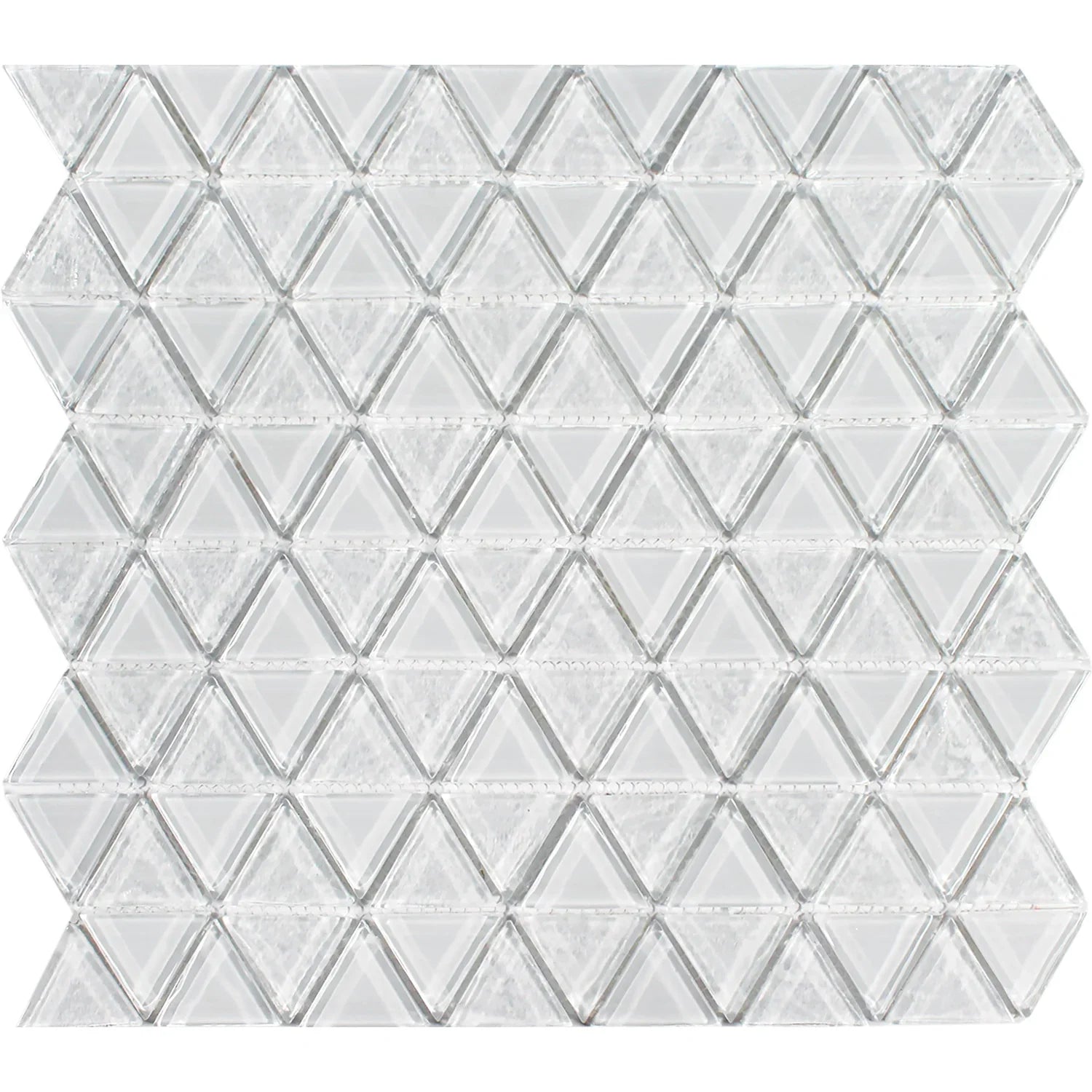 Aquatica Whitestone triangle glass mosaic mesh tile
