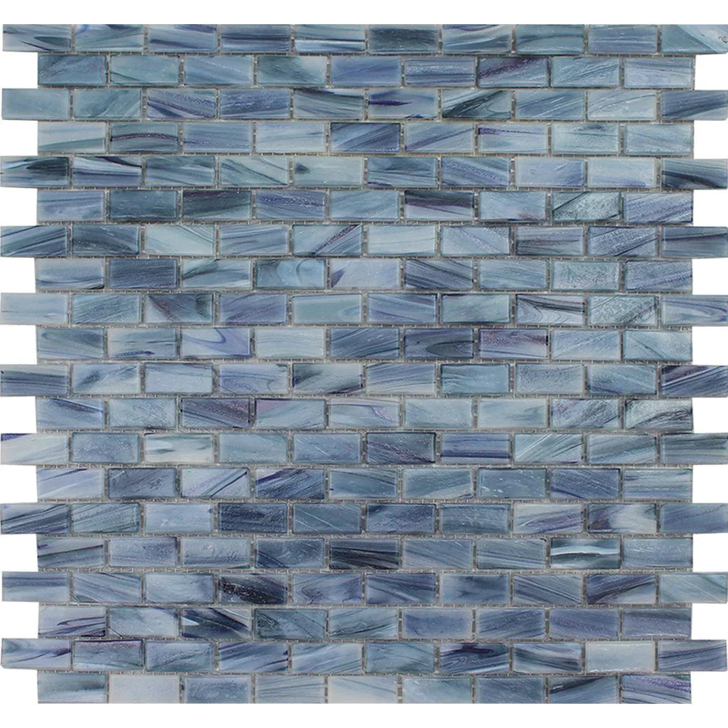 Aquatica Azurite teal blue glass mosaic tile, Aurora Collection