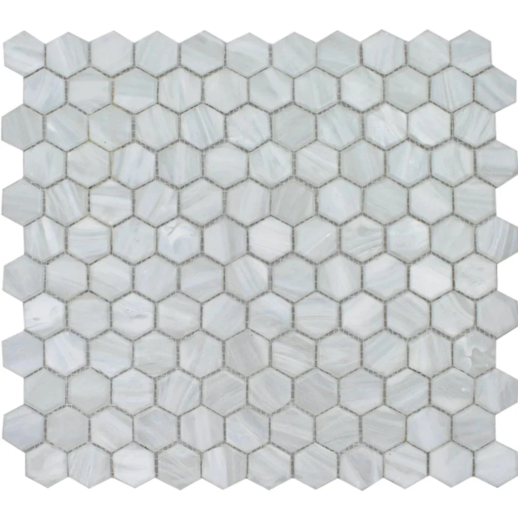 Aquatica Pearl Hexagon glass mosaic tile, Aurora Collection
