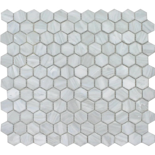 Aquatica Pearl Hexagon glass mosaic tile, Aurora Collection
