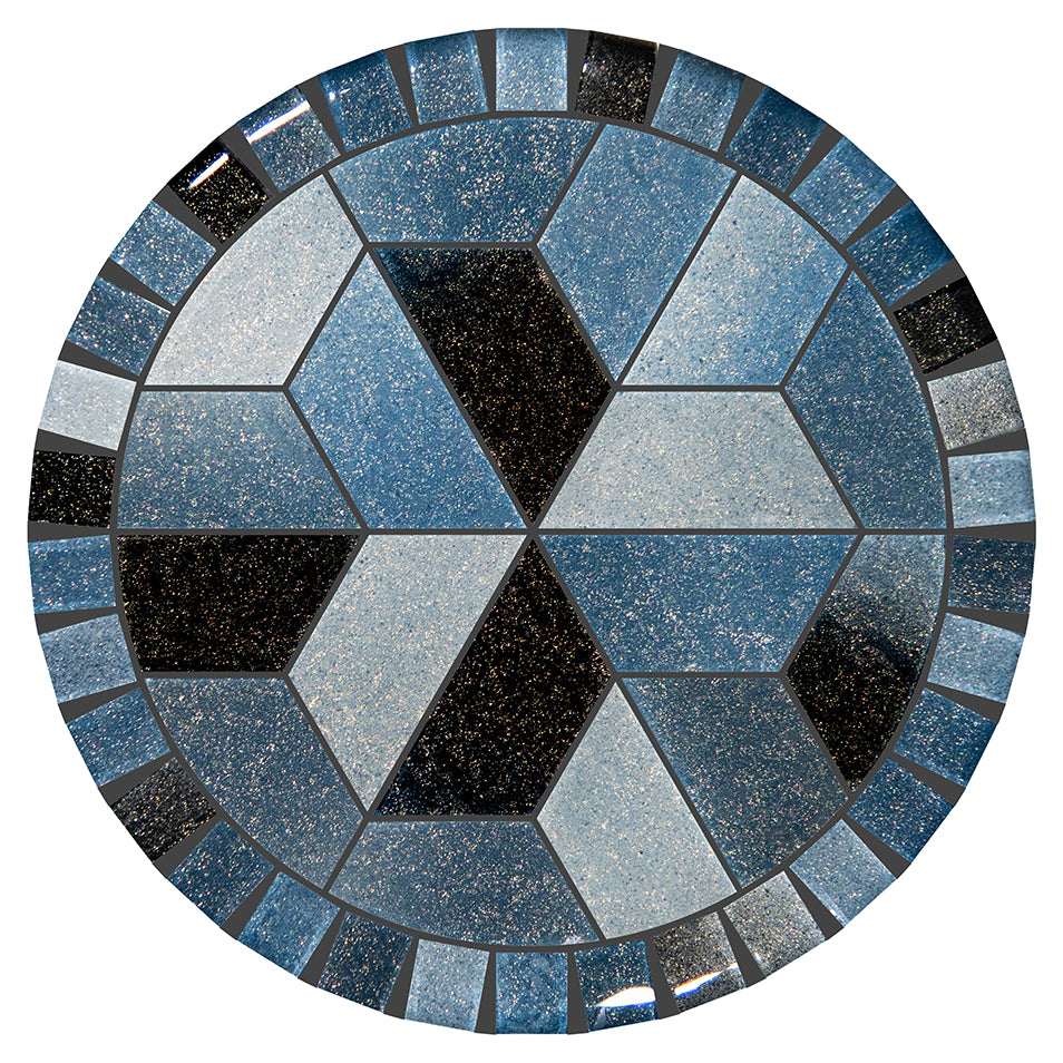 Glass Mosaic Barstool Top 12.5" Round – Crystal Waters - Lagoon