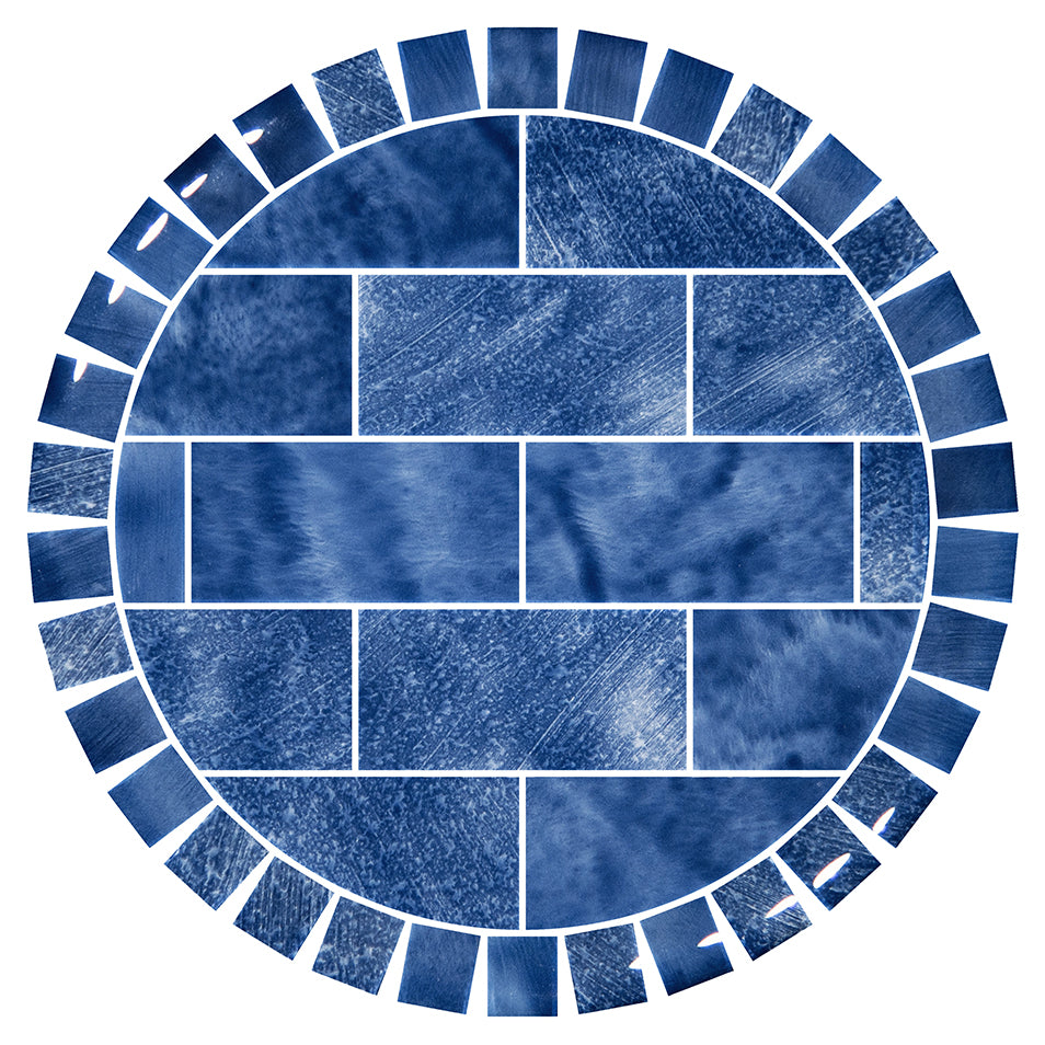 Glass Mosaic Barstool Top 12.5" Round – Subway - Stratus Blue