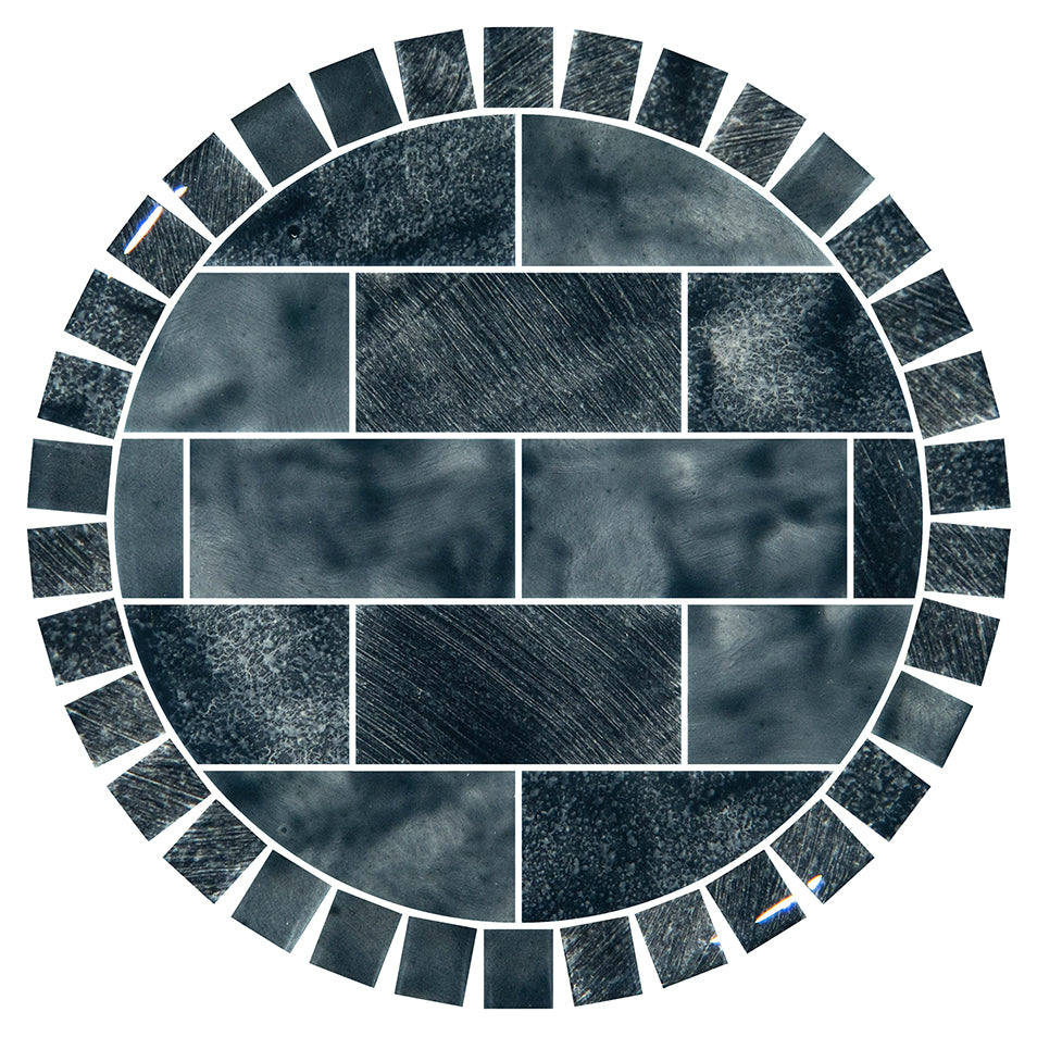 Glass Mosaic Barstool Top 12.5" Round – Subway - Stratus Gray