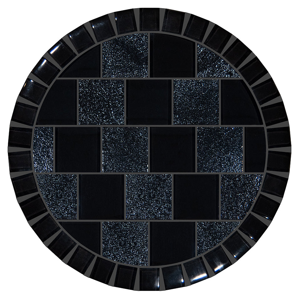 Glass Mosaic Barstool Top 12.5" Round – Signature - Black