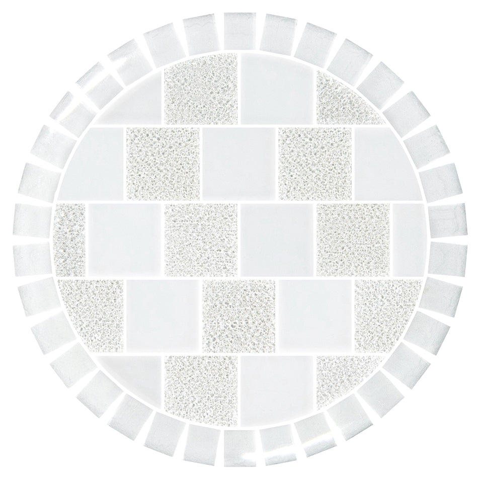 Glass Mosaic Barstool Top 12.5" Round – Signature - Bright White