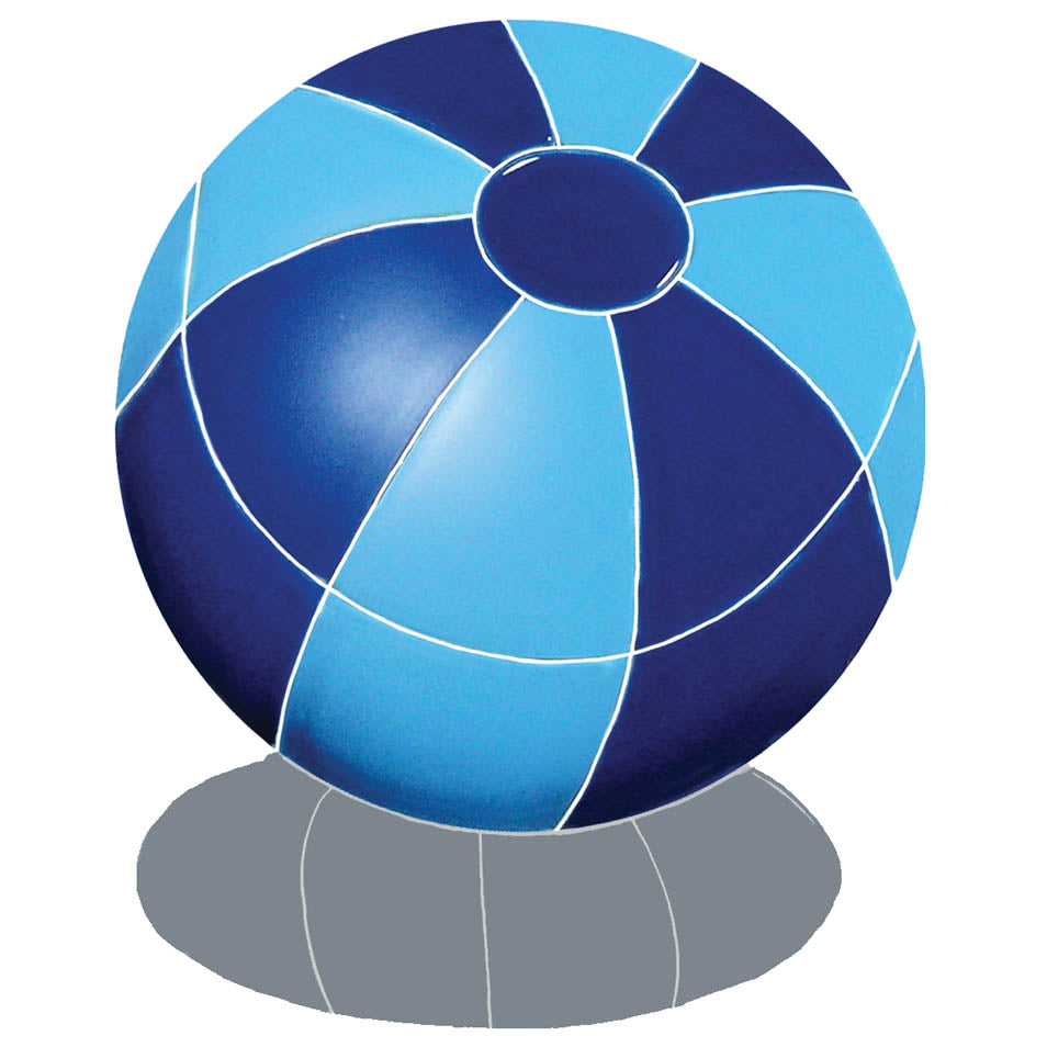 Beach Ball with Shadow Porcelain Pool Mosaic – Blue / 9"
