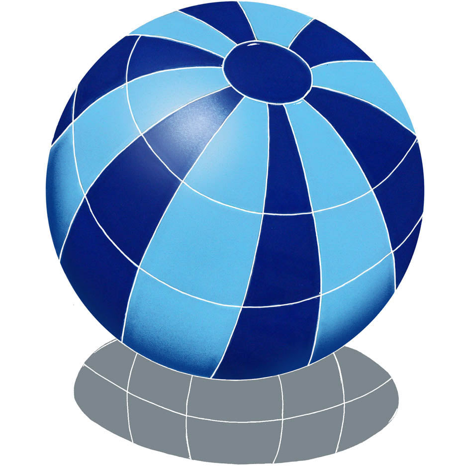 Beach Ball with Shadow Porcelain Pool Mosaic – Blue / 14"