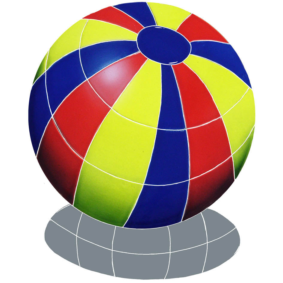 Beach Ball with Shadow Porcelain Pool Mosaic – Multi Color / 14"