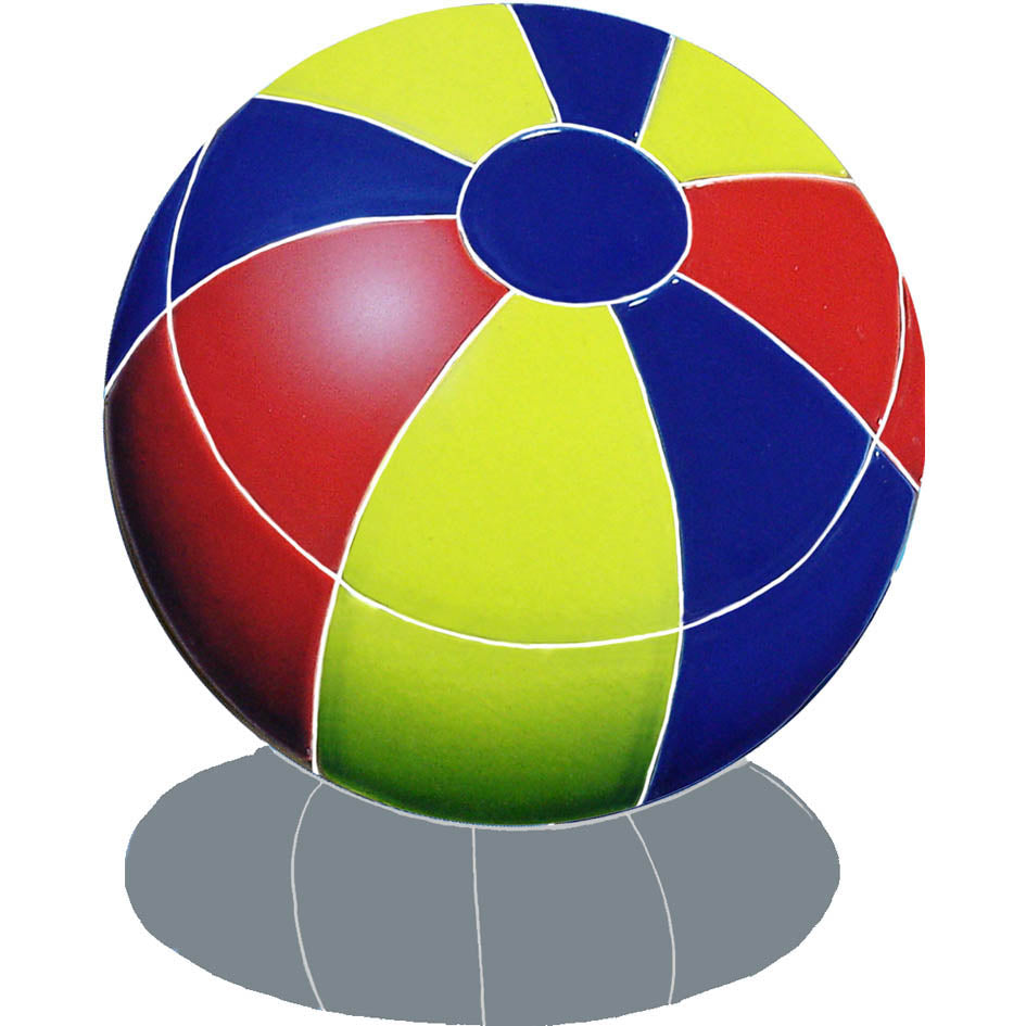 Beach Ball with Shadow Porcelain Pool Mosaic – Multi Color / 9"