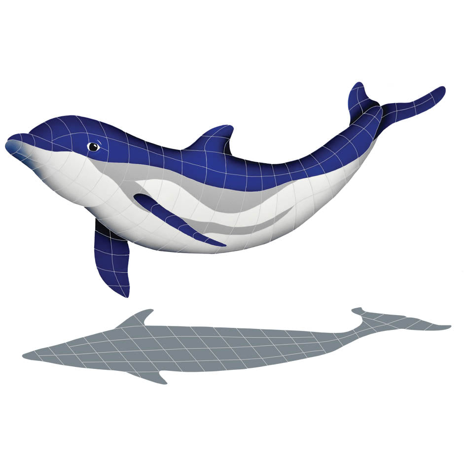 Bottlenose Dolphin Downward with Shadow Porcelain Pool Mosaic