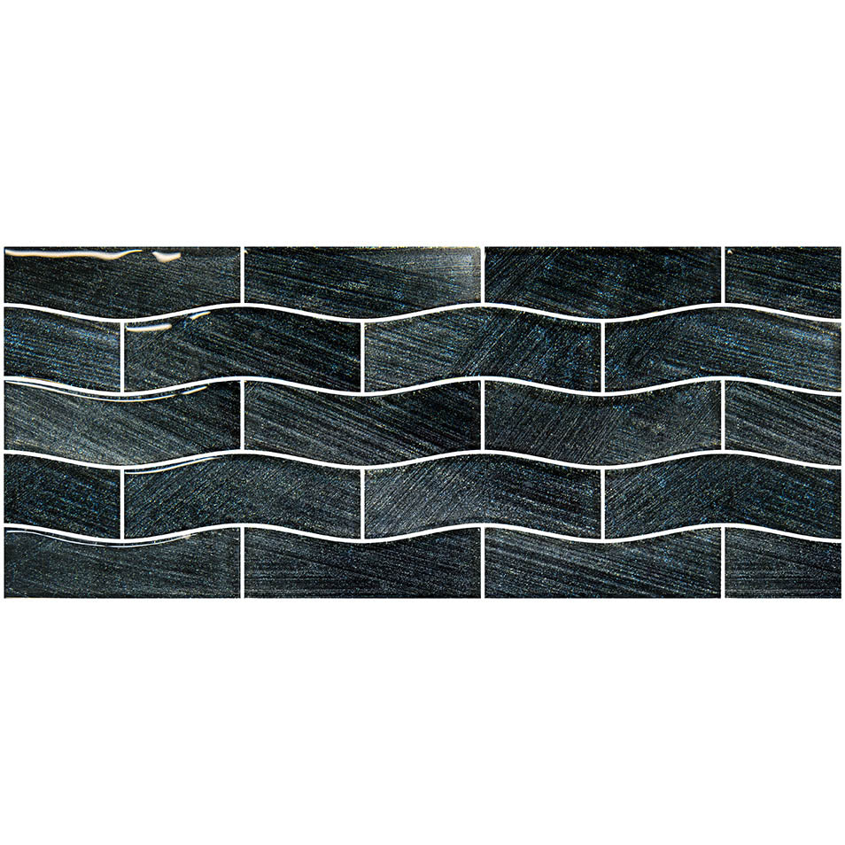Celestial Seas Midnight Current Glass Pool Tile – 1"x4" Waterline