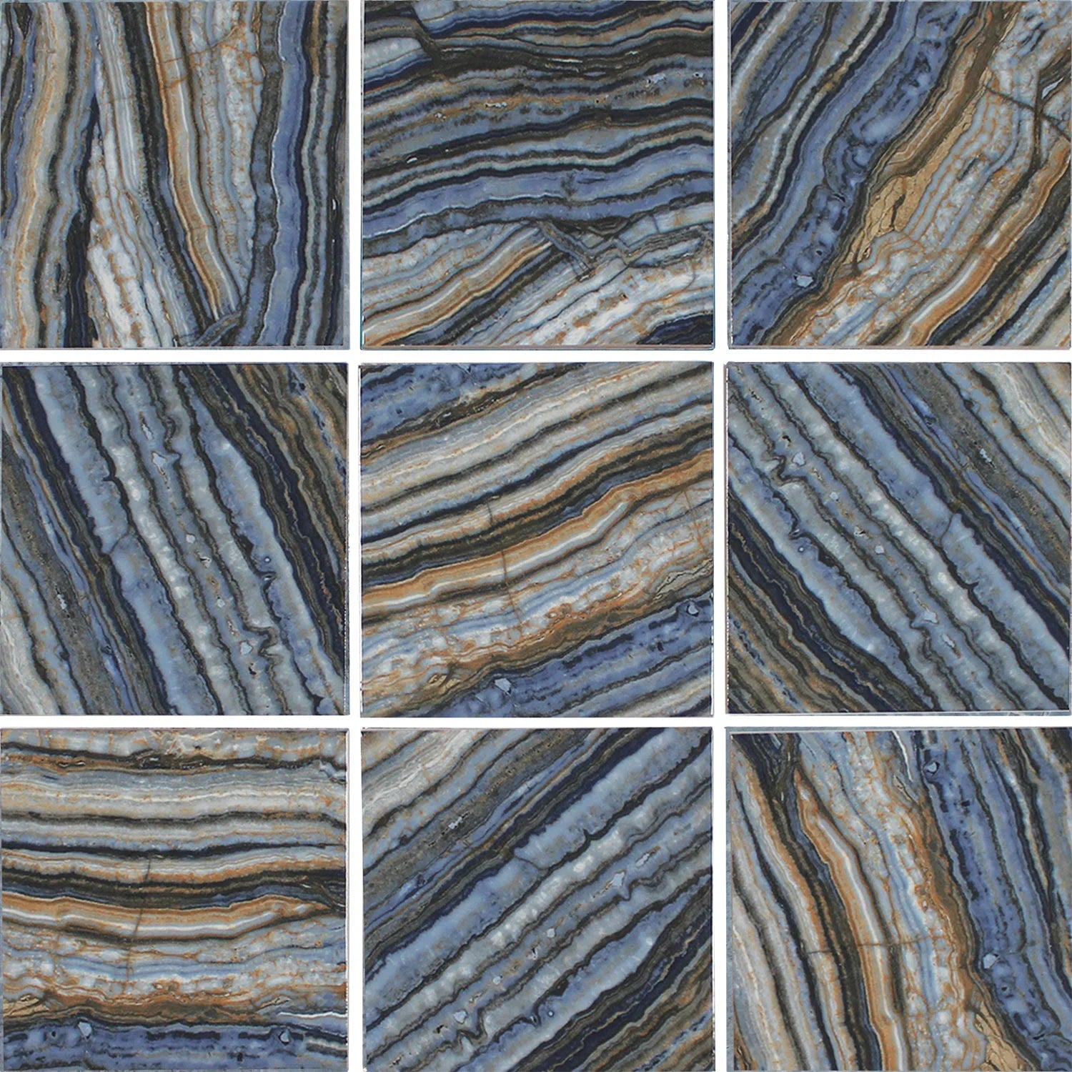 Aquatica Onyx Blue 6x6 porcelain pool tile by Aquatica, close-up view