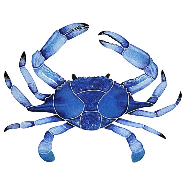Crab Porcelain Pool Mosaic – Blue / 12" x 16"