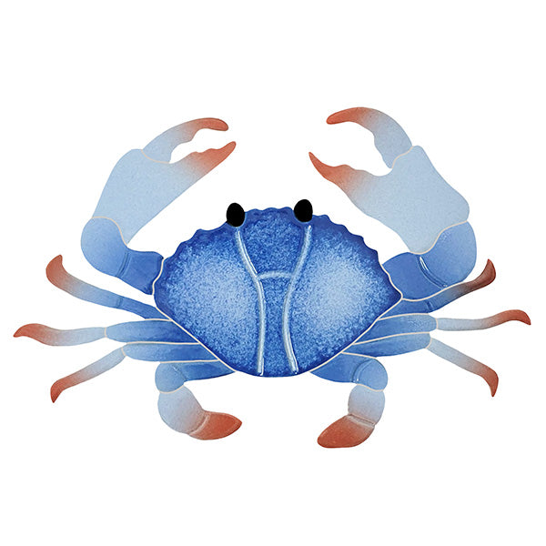Crab Porcelain Pool Mosaic – Blue / 5" x 8"