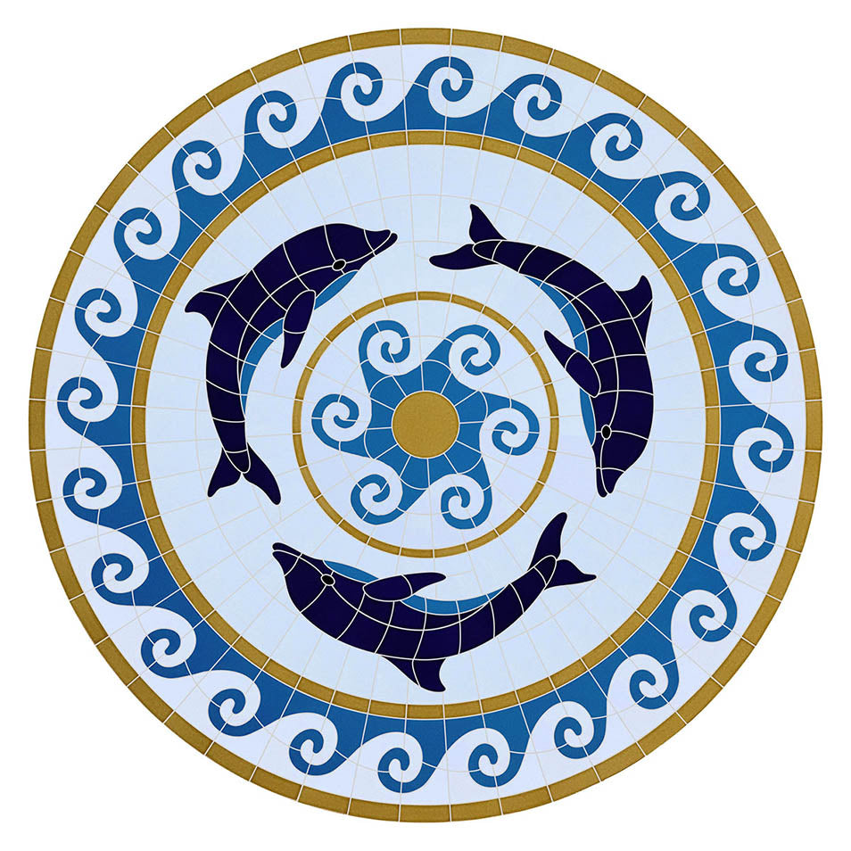 Dolphin Medallion Porcelain Pool Mosaic