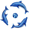 Dolphin Group Porcelain Pool Mosaic – Blue / 62" x 62"
