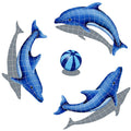 Dolphin Group with Shadow Porcelain Pool Mosaic – Blue / 67" x 67"