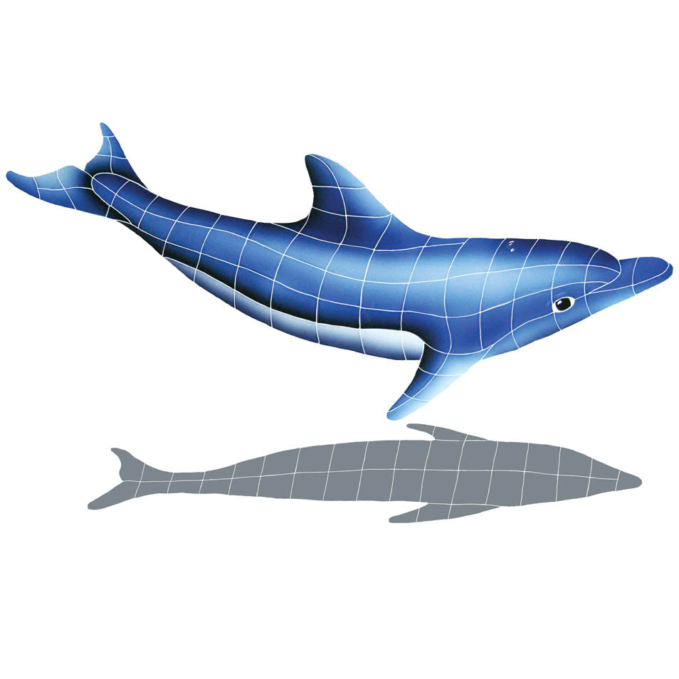 Dolphin in the Sun with Shadow Porcelain Pool Mosaic – B / 26" x 42"