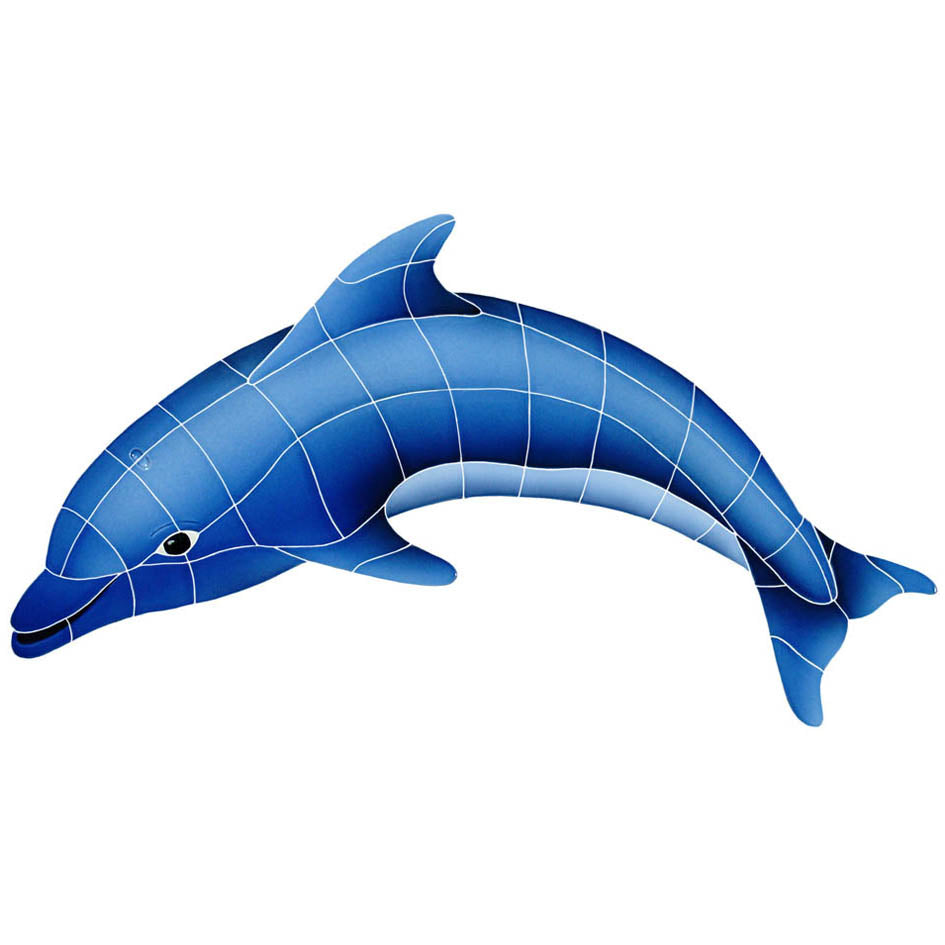 Dolphin Porcelain Pool Mosaic – Left / 18" x 30"