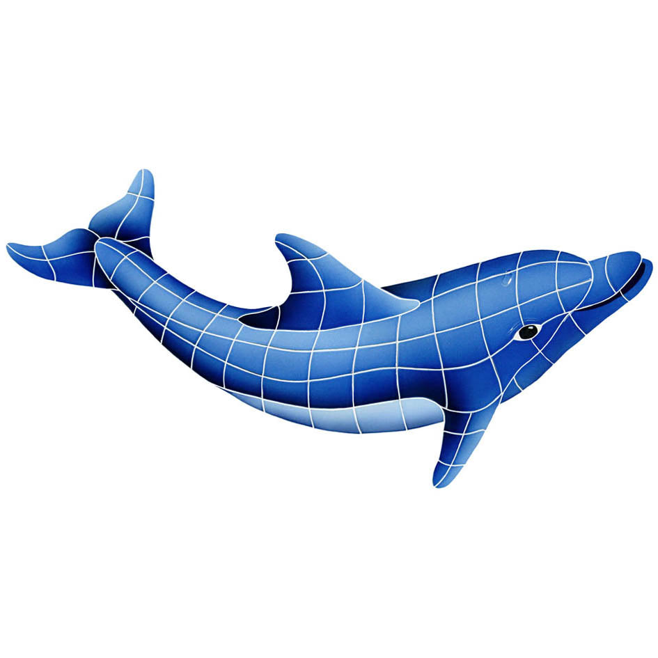 Dolphin Porcelain Pool Mosaic – Right / 20" x 40"