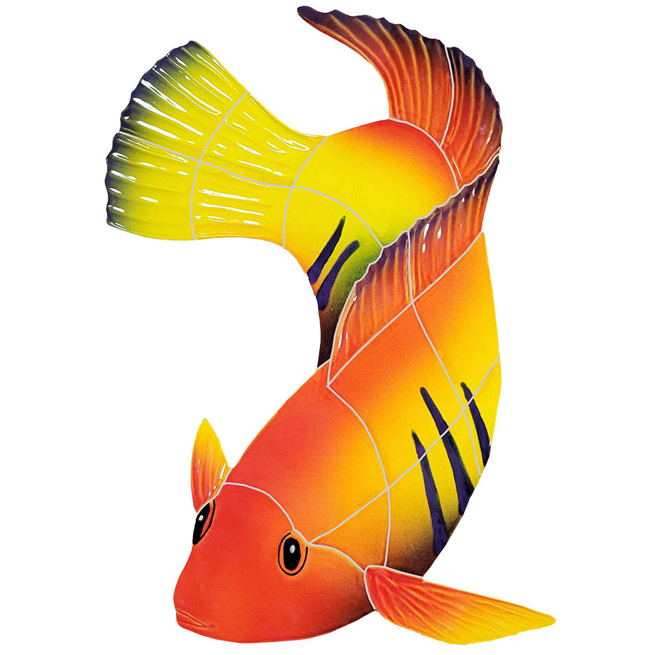 Flame Angelfish Porcelain Pool Mosaic – Left / 14" x 11"