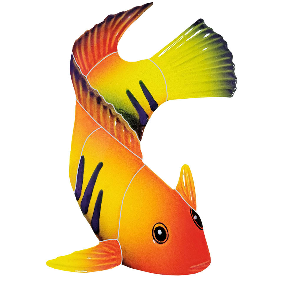 Flame Angelfish Porcelain Pool Mosaic – Right / 8" x 7"