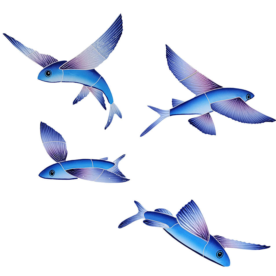 Flying Fish (Set of 4) Porcelain Pool Mosaic