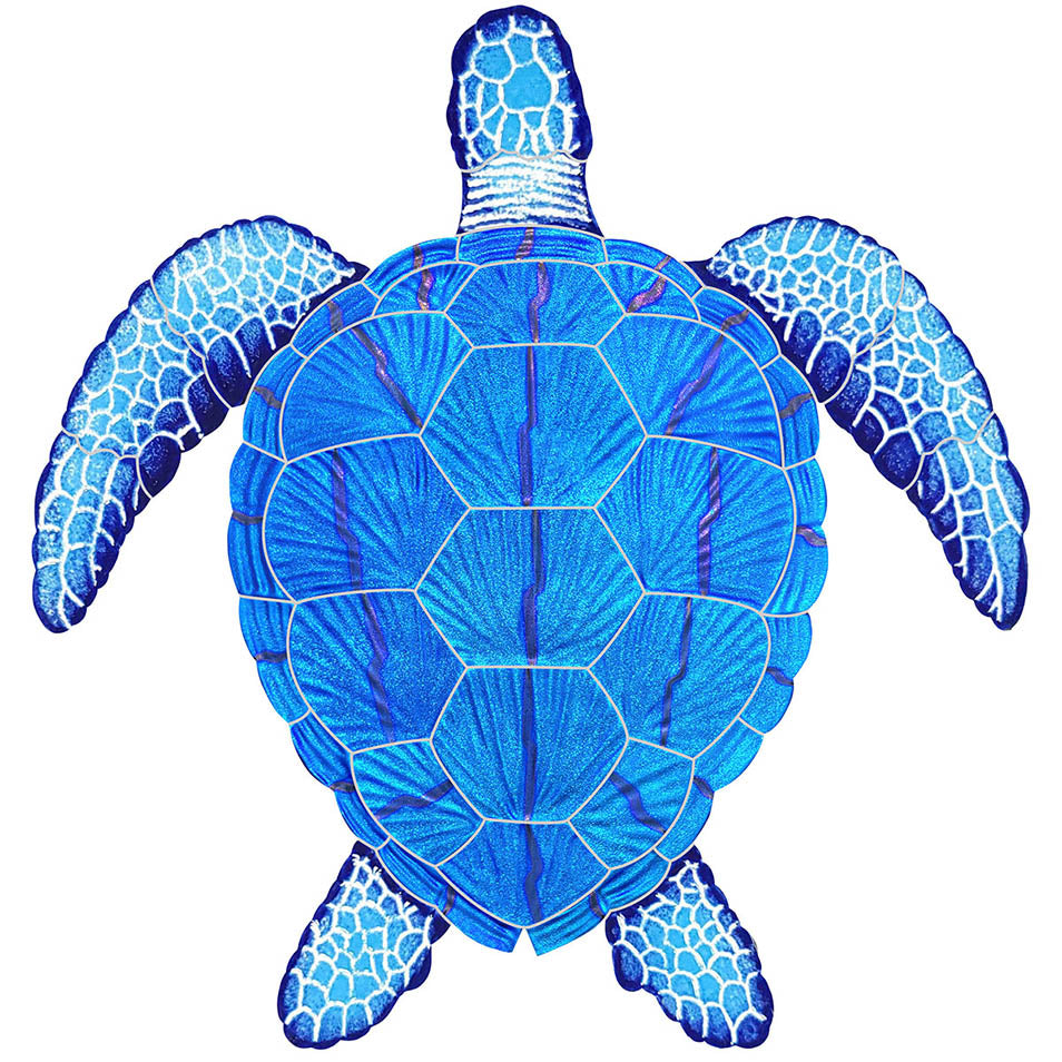 Fusion Loggerhead Turtle Iridescent Pool Accent – Sapphire / 15" x 14"