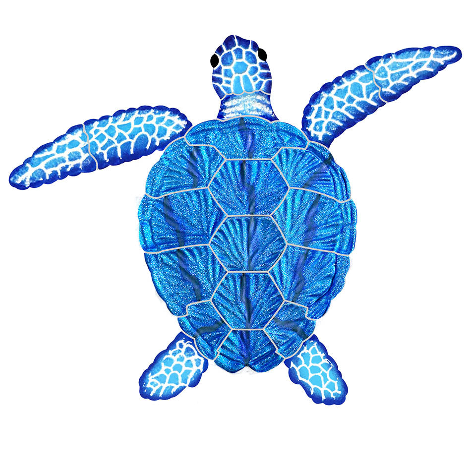 Fusion Loggerhead Turtle Iridescent Pool Accent – Sapphire / 8" x 10"
