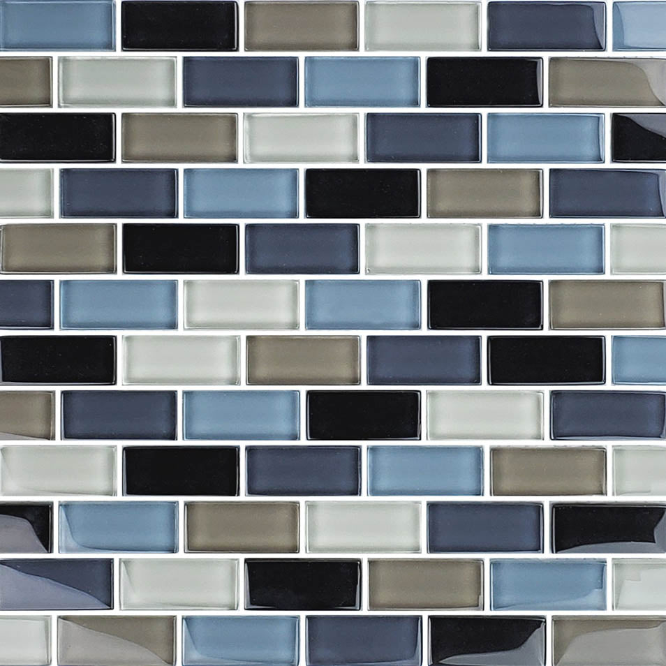 Crystal Black Charcoal Gray Taupe Blend Glass Pool Tile